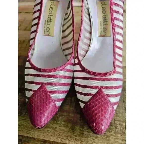 Vintage Cleo Bottier Made In Italy Crocidile Pumps Pink Size 38 1/2 - Picture 1 of 16